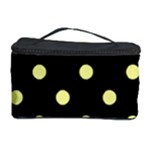 Polka Dots - Pastel Yellow on Black Cosmetic Storage Case