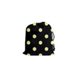Polka Dots - Pastel Yellow on Black Drawstring Pouch (XS)