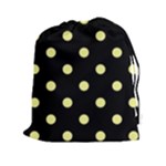 Polka Dots - Pastel Yellow on Black Drawstring Pouch (XXl)