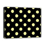 Polka Dots - Pastel Yellow on Black Deluxe Canvas 20  x 16  (Stretched)