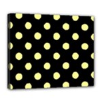 Polka Dots - Pastel Yellow on Black Deluxe Canvas 24  x 20  (Stretched)