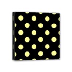 Polka Dots - Pastel Yellow on Black Mini Canvas 4  x 4  (Stretched)