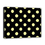 Polka Dots - Pastel Yellow on Black Canvas 14  x 11  (Stretched)
