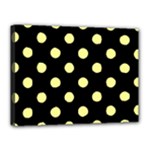 Polka Dots - Pastel Yellow on Black Canvas 16  x 12  (Stretched)