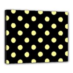 Polka Dots - Pastel Yellow on Black Canvas 20  x 16  (Stretched)