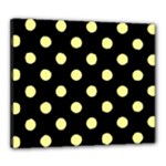Polka Dots - Pastel Yellow on Black Canvas 24  x 20  (Stretched)