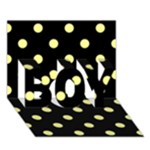 Polka Dots - Pastel Yellow on Black BOY 3D Greeting Card (7x5)