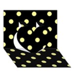 Polka Dots - Pastel Yellow on Black Heart 3D Greeting Card (7x5)