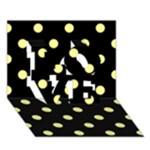 Polka Dots - Pastel Yellow on Black LOVE 3D Greeting Card (7x5)
