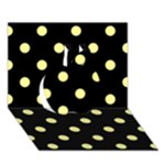 Polka Dots - Pastel Yellow on Black Apple 3D Greeting Card (7x5)
