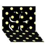 Polka Dots - Pastel Yellow on Black Clover 3D Greeting Card (7x5)