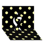 Polka Dots - Pastel Yellow on Black Ribbon 3D Greeting Card (7x5)