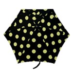 Polka Dots - Pastel Yellow on Black Mini Umbrella