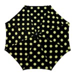 Polka Dots - Pastel Yellow on Black Golf Umbrella