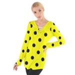 Polka Dots - Black on Yellow Women s Tie Up Tee