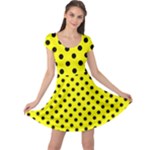 Polka Dots - Black on Yellow Cap Sleeve Dress