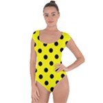 Polka Dots - Black on Yellow Short Sleeve Leotard (Ladies)