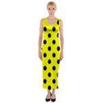 Polka Dots - Black on Yellow Fitted Maxi Dress