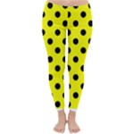 Polka Dots - Black on Yellow Winter Leggings