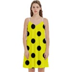 Polka Dots - Black on Yellow Women s Reversible Sports Bra with Border