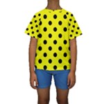 Polka Dots - Black on Yellow Kid s Short Sleeve Swimwear