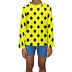 Polka Dots - Black on Yellow Kid s Long Sleeve Swimwear