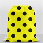 Polka Dots - Black on Yellow Drawstring Bag (Small)