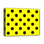 Polka Dots - Black on Yellow Deluxe Canvas 16  x 12  (Stretched)