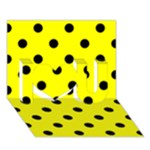 Polka Dots - Black on Yellow I Love You 3D Greeting Card (7x5)