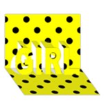 Polka Dots - Black on Yellow GIRL 3D Greeting Card (7x5)
