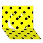 Polka Dots - Black on Yellow Heart 3D Greeting Card (7x5)