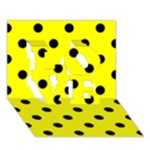 Polka Dots - Black on Yellow LOVE 3D Greeting Card (7x5)