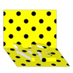 Polka Dots - Black on Yellow LOVE Bottom 3D Greeting Card (7x5)
