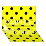 Polka Dots - Black on Yellow YOU ARE INVITED 3D Greeting Card (7x5)