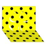 Polka Dots - Black on Yellow Clover 3D Greeting Card (7x5)