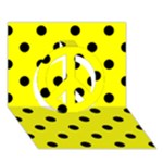 Polka Dots - Black on Yellow Peace Sign 3D Greeting Card (7x5)