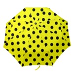 Polka Dots - Black on Yellow Folding Umbrella