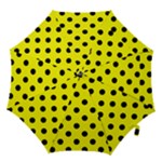 Polka Dots - Black on Yellow Hook Handle Umbrella (Medium)