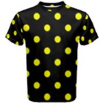 Polka Dots - Yellow on Black Men s Cotton Tee