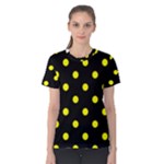 Polka Dots - Yellow on Black Women s Cotton Tee