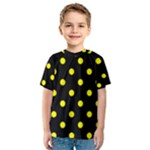 Polka Dots - Yellow on Black Kid s Sport Mesh Tee