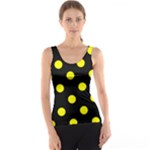 Polka Dots - Yellow on Black Tank Top