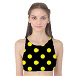 Polka Dots - Yellow on Black Tank Bikini Top