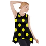 Polka Dots - Yellow on Black Side Drop Tank Tunic