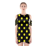 Polka Dots - Yellow on Black Women s Cutout Shoulder Dress