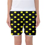 Polka Dots - Yellow on Black Women s Basketball Shorts