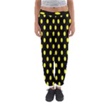 Polka Dots - Yellow on Black Women s Jogger Sweatpants