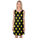 Polka Dots - Yellow on Black Sleeveless Satin Nightdress