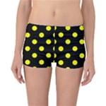 Polka Dots - Yellow on Black Reversible Boyleg Bikini Bottoms