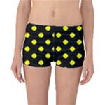 Polka Dots - Yellow on Black Boyleg Bikini Bottoms